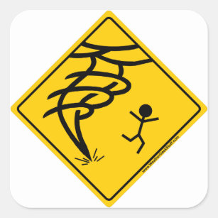 Sticker Carré Panneau d'avertissement de tornade