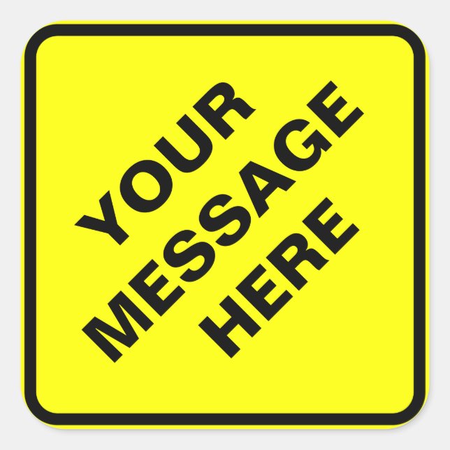 Sticker Carré Panneau d'avertissement jaune (Devant)