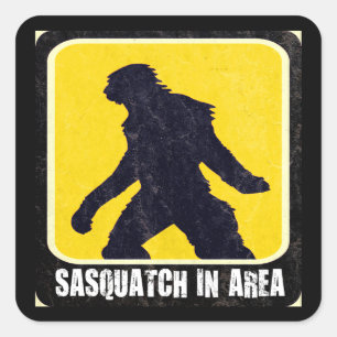 Sticker Carré Panneau d'avertissement - Sasquatch dans le