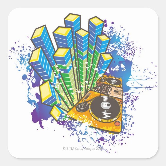 Sticker Carré Panneau de configuration DJ (Devant)