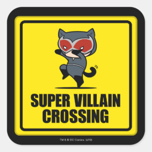 Sticker Carré Panneau de croisement Chibi Catwoman Super Villain
