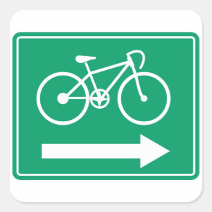 Sticker Carré Panneau de direction flèche droite voie cyclable v