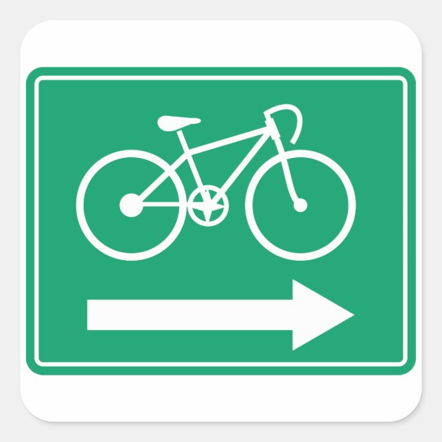 Sticker Carré Panneau de direction flèche droite voie cyclable v (Devant)
