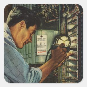 Sticker Carré Panneau de disjoncteur électrique vintage
