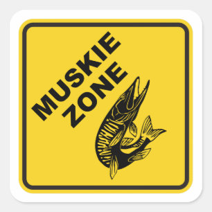 Sticker Carré Panneau de la zone de pêche Muskie