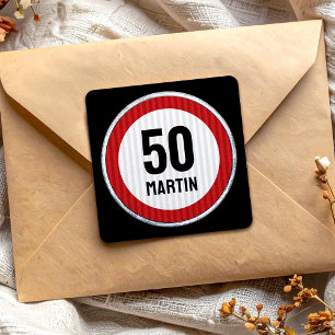 Sticker Carré Panneau de limitation de vitesse pour 50e annivers