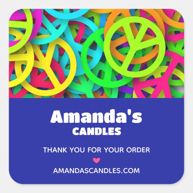 Sticker Carré Panneau de Paix Motif Super Sixties Vibe Business (Devant)