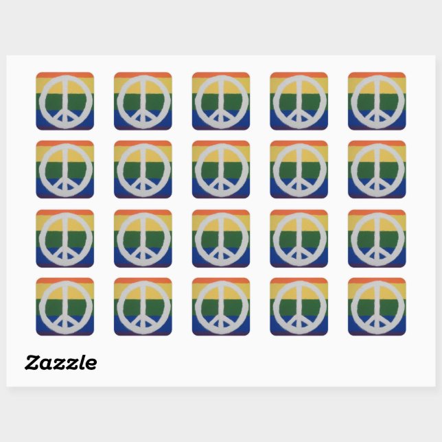 Sticker Carré Panneau de paix Rainbow (Feuille)
