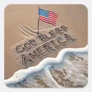 Sticker Carré Panneau de plage God Bless America