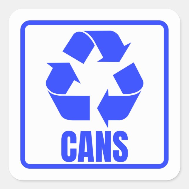 Sticker Carré Panneau de recyclage boîtes bleues (Devant)