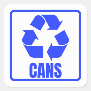 Sticker Carré Panneau de recyclage boîtes bleues