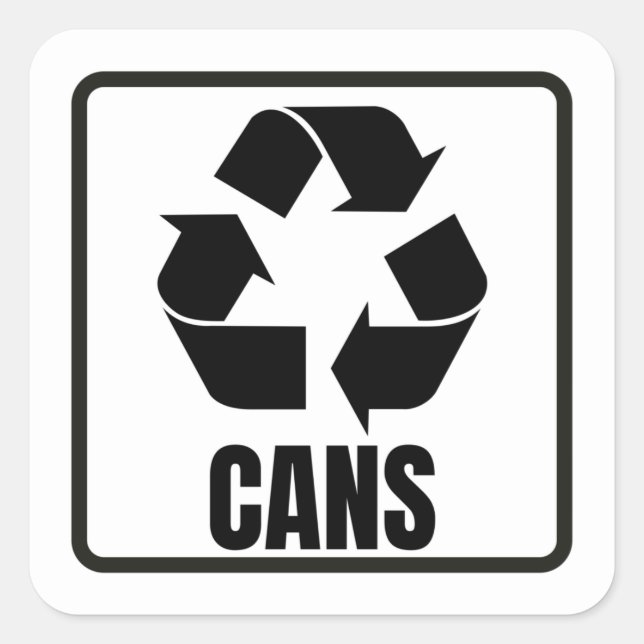 Sticker Carré Panneau de recyclage boîtes noires (Devant)