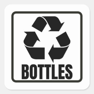 Sticker Carré Panneau de recyclage bouteilles noires