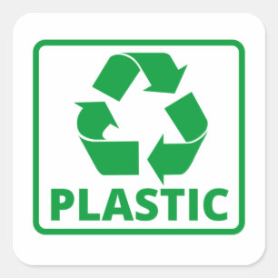 Sticker Carré Panneau de recyclage plastique vert