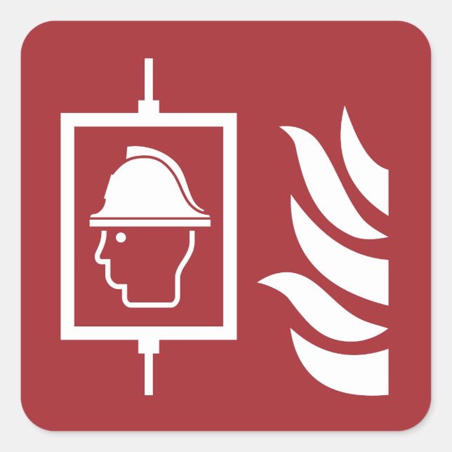 Sticker Carré Panneau de sécurité de l'ascenseur des pompiers (Devant)