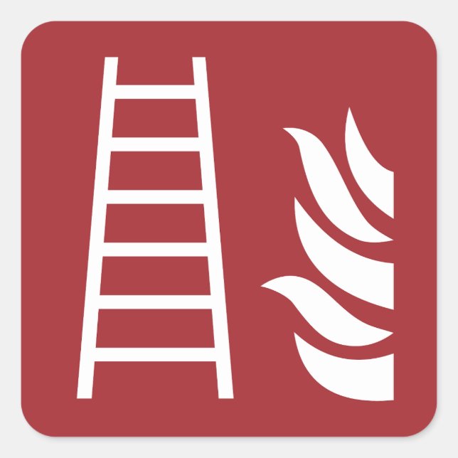 Sticker Carré Panneau de sécurité de l'échelle d'incendie (Devant)