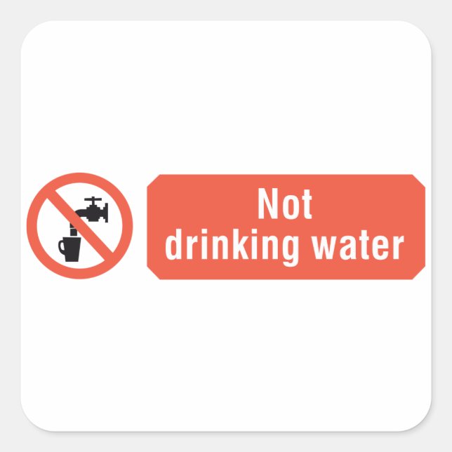 Sticker Carré Panneau de sécurité pour eau non potable (Devant)