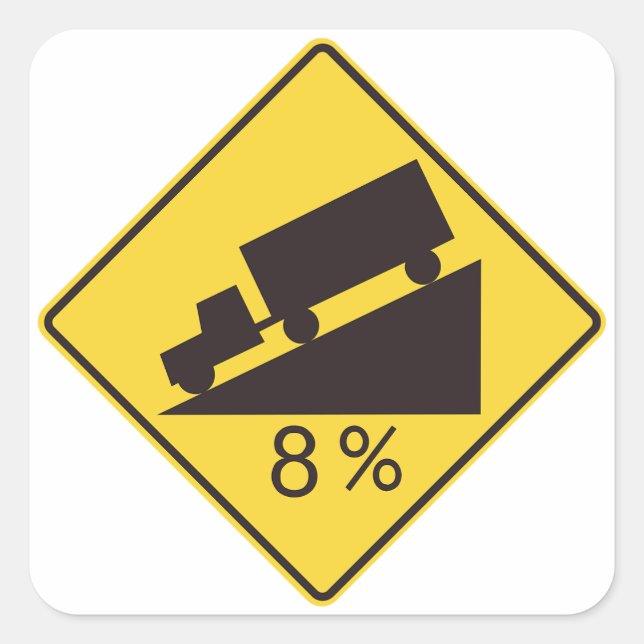Sticker Carré Panneau de signalisation de pente raide pour camio (Devant)