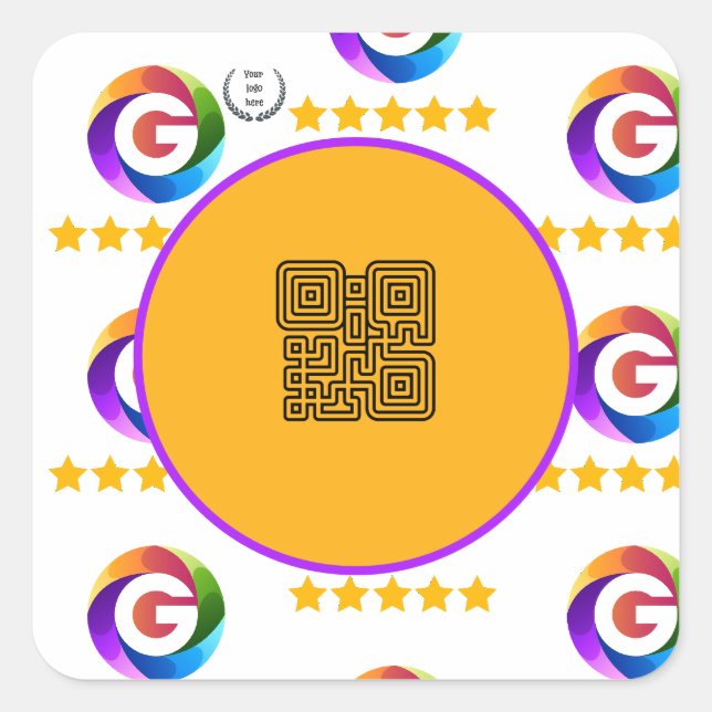 Sticker Carré Panneau de table Google Reviews | Socle de code QR (Devant)