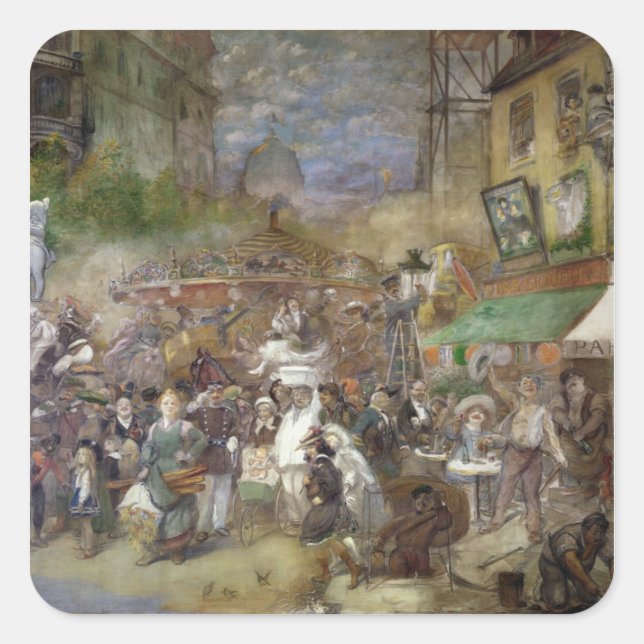 Sticker Carré Panneau décoratif représentant Paris (Devant)