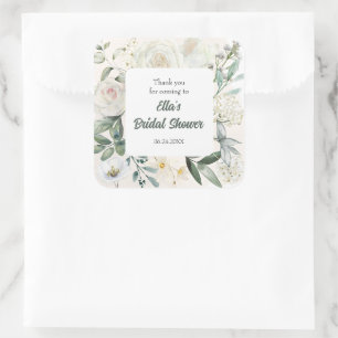 Sticker Carré Panneau Fleurs Blanches Aquarelle pour Enterrement