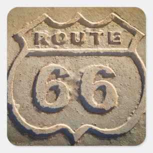Sticker Carré Panneau historique de la route 66, Arizona
