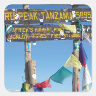 Sticker Carré Panneau indicateur au sommet du Kilimanjaro kenya