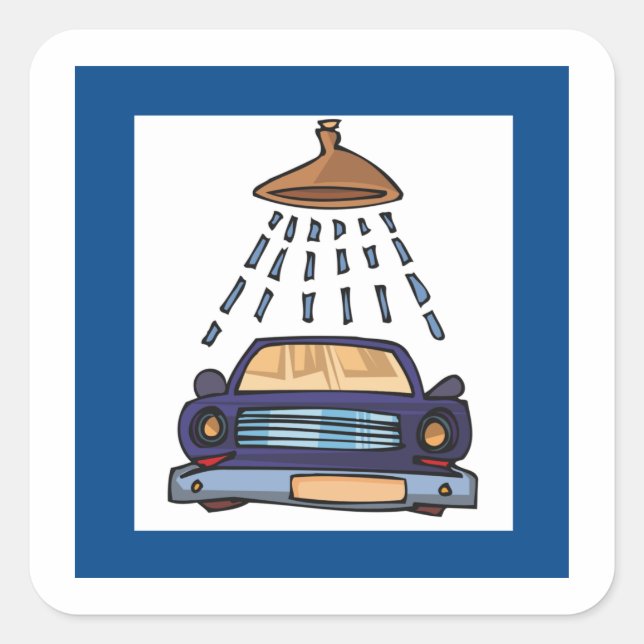 Sticker Carré Panneau Lavage de voiture (Devant)