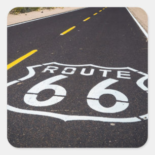 Sticker Carré Panneau routier Route 66, Arizona