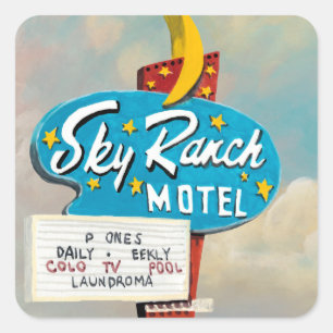 Sticker Carré Panneau Sky Ranch Motel