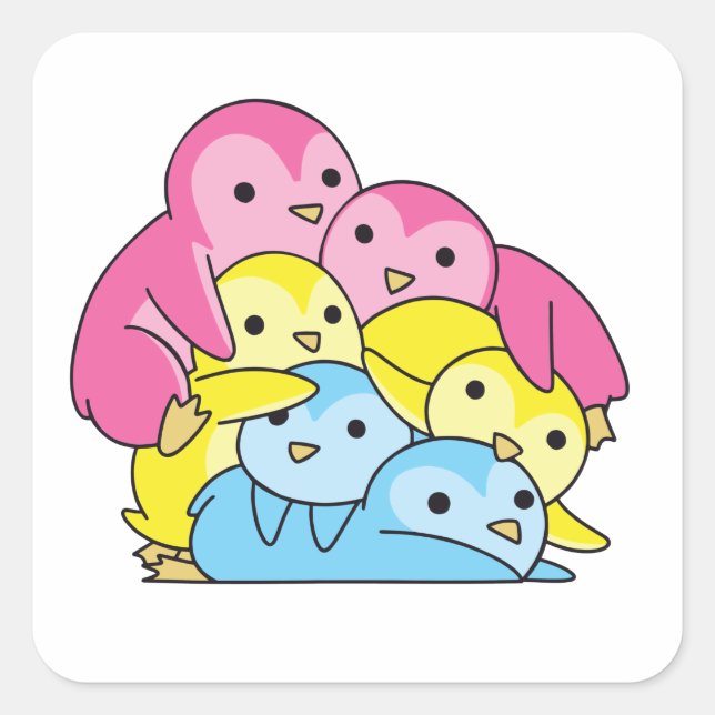 Sticker Carré Pansexual Flag Pride Lgbtq Cute Penguin (Devant)