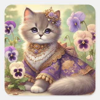 Sticker Carré Pansy Princess Cat