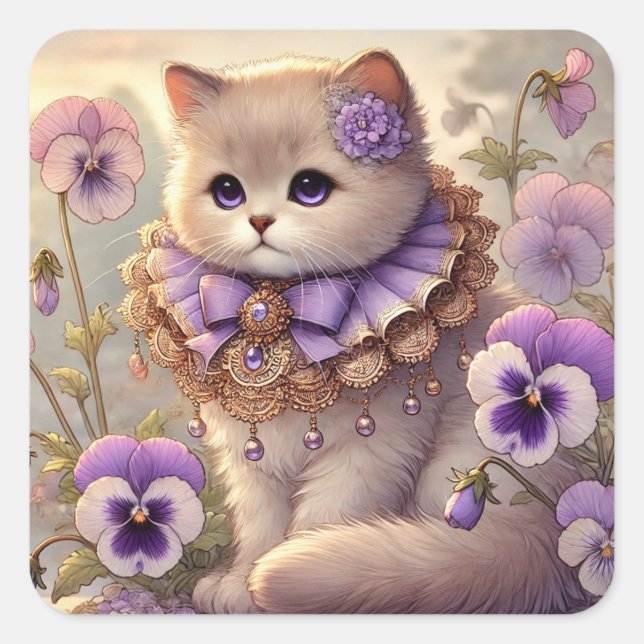 Sticker Carré Pansy Princess Cat (Devant)