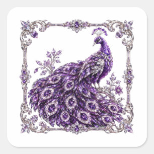 Sticker Carré Paon en cristal de luxe de la collection Purple Cr