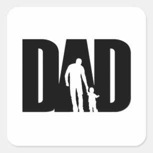 Sticker Carré Papa Avec Son Chemise Fête des pères Cadeaux Pour