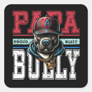 Sticker Carré Papa Bully Fier Bully Papa Bulldog