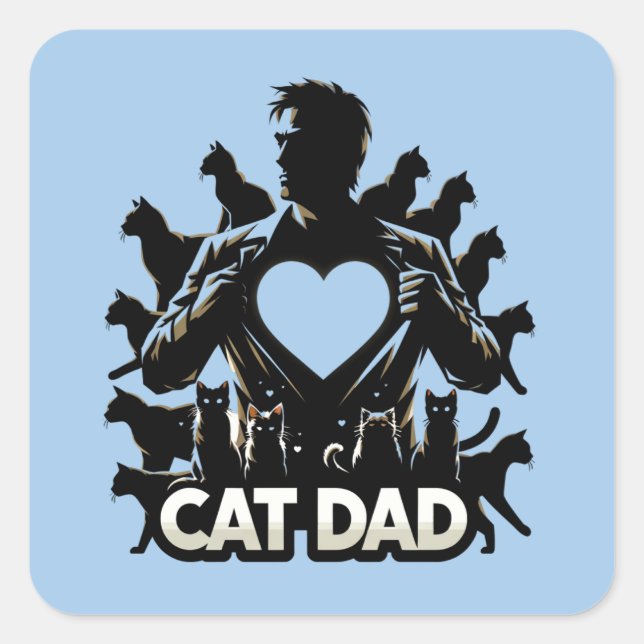 Sticker Carré Papa de chat (Devant)