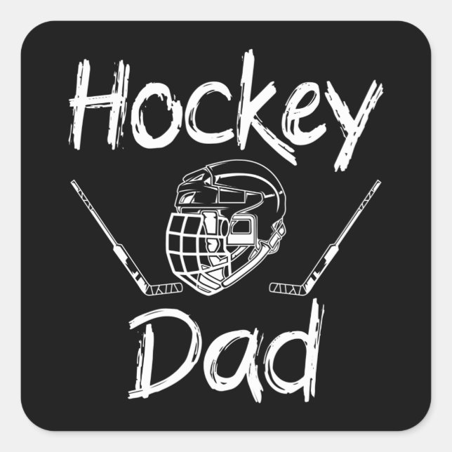 Sticker Carré Papa de hockey (Devant)