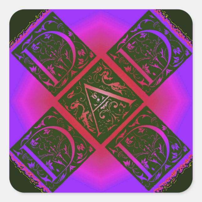 Sticker Carré Papa Fancy Typographie Motif Noir & Violet (Devant)