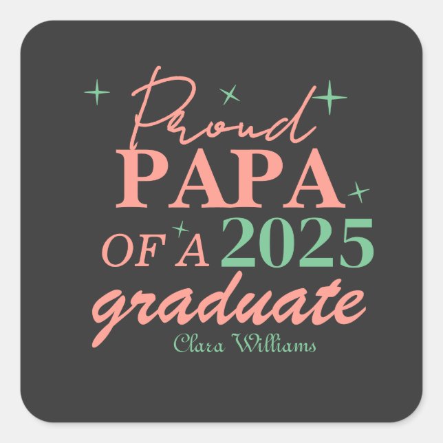 Sticker Carré Papa fier d'un diplômé (Devant)