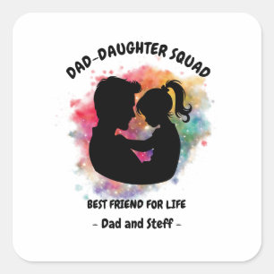 Sticker Carré Papa-Fille Squad - Père et fille sur mesure