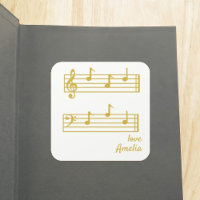PAPA GOLD & CREAM NOTES MUSICALES SCORE BOOKPLATE