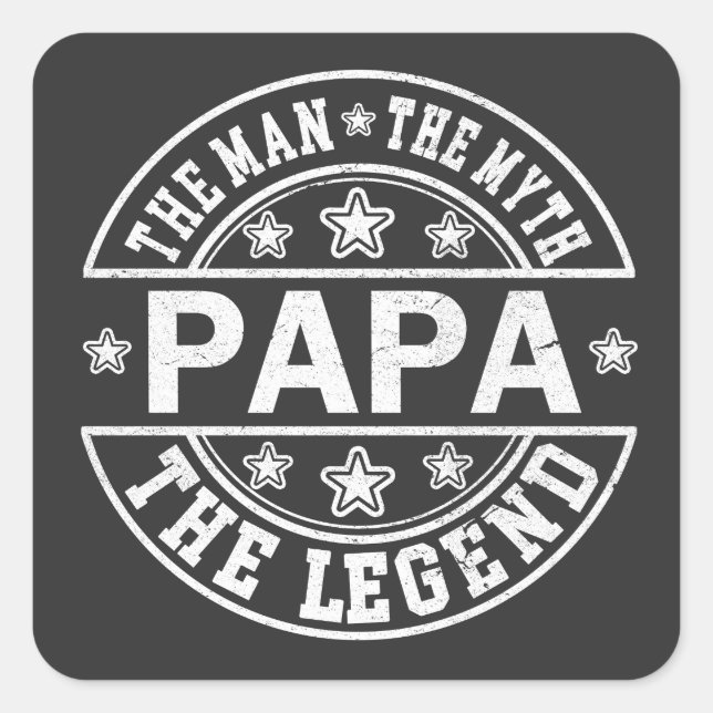 Sticker Carré Papa L'Homme Le Mythe La Légende Fête des Pères (Devant)