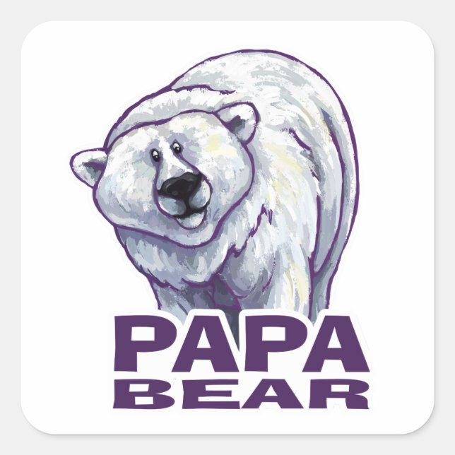 Sticker Carré Papa Polar Bear (Devant)