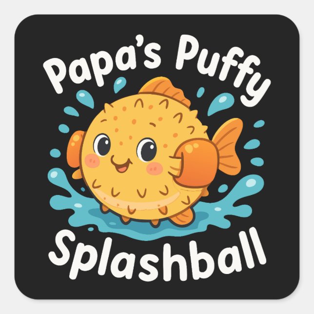 Sticker Carré Papa’s Puffy Splashball Funny Water Fish (Devant)