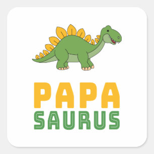 Sticker Carré Papa Saurien Dinosaure Stégosaure Fête des Pères