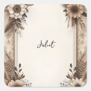 Sticker Carré Papeterie de bois d'automne Papier recyclé Baby sh