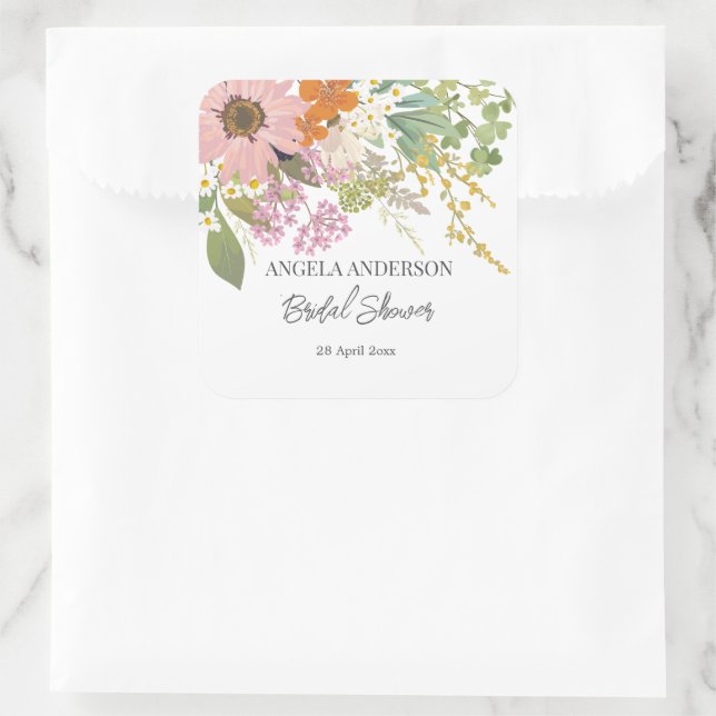 Sticker Carré Papier à coquetier de mariage de Jardin de Fleur p (Sac)