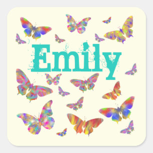 Sticker Carré Papier Art Émily Papillon Coloré Fille Artistique