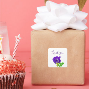 Sticker Carré Papier Cadeau Fleurs Floraison Violette